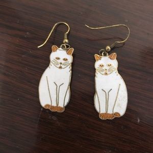 Vintage metal cat earrings